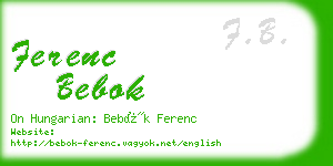 ferenc bebok business card